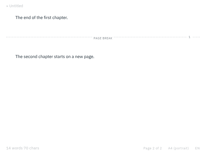 A page break between two paragraphs, shown as a dashed line labelled Page break